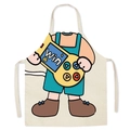 Cartoon character linen apron with video game print and neck strap for kitchen cooking - Gamer Boy Style (WQ09-8) / 47x38cm