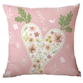 Oster-Kissenbezug mit rosa karottenförmigem Blumen-Herz-Design auf weißem Hintergrund - Karotten Herz Illustration (TQDS86-1) / 45x45cm Einseitiger Druck
