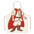 Linen kitchen apron featuring a cartoon prince illustration with adjustable neck strap - Prince Style (WQ09-3) / 47x38cm