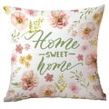 Oster-Kissenbezug mit rosa Blumenmuster und Home Sweet Home Aufdruck für Sofa - Blumen Haus Design (TQDS86-2) / 45x45cm Einseitiger Druck