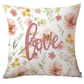 Oster-Kissenbezug mit rosa LOVE-Schriftzug und dekorativem Blumenmuster im Aquarellstil - Love Blumen Design (TQDS86-4) / 45x45cm Einseitiger Druck