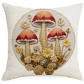3D Pilz Blumenstickerei Kissenbezug aus Leinen für Sofa Dekoration quadratisch - Pastoraler Handgezeichneter Pilz Stil 3 (TQYM75-3) / 45x45CM Einseitig Leinen