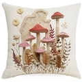 3D mushroom embroidered linen pillowcase with forest floral patterns in cream white - Forest Vegetation Mushroom Style 5 (TQYM75-5) / 45x45CM Single Sided Linen