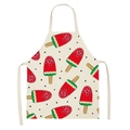 Watermelon popsicle print cotton linen apron with adjustable neck and waist straps - Full Print Watermelon Popsicle (WQ05-15)