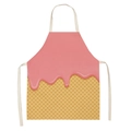 Cotton linen kitchen apron with cute strawberry jam and waffle pattern print - Pink Waffle Strawberry Jam (WQ05-2)