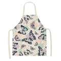 Bib apron with butterfly print and colorful watercolor splashes on cream fabric - Butterfly Floral 15 (WQ08-15)