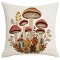 3D mushroom embroidery printed linen pillow cover with forest botanical patterns - Healing Nature Mushroom Style 12 (TQYM75-12) / 45x45CM Single Sided Linen