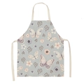 Light grey blue butterfly floral cooking apron with adjustable ties and cotton linen texture - Butterfly Floral 6 (WQ08-6)