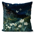 Blumen-Kissenbezug mit Sternennacht-Garten und Schmetterlingsdruck auf weißem Hintergrund - 45*45cm (Kein Inlett) / Mitternachtsgarten Stil (TQDS67-2)