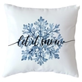 Winter pillow case with blue watercolor snowflake and let it snow print on white fabric - 18x18 Inch / Let It Snow Snowflake Style (CRD515-7)