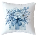 Blue floral gift box print on square decorative pillowcase for festive home decor - 18x18 Inch / Blue Bow Gift Box Style (CRD515-8)