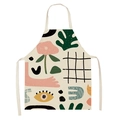 Mouwloos cartoon schort in havermoutkleur met modern abstract bloemenpatroon - 47*38cm / Modern Abstract Bloemen (WQ06-11)