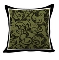 Nordic luxury square cushion cover with green damask patterns and black border design - Vintage Damascus Scroll Style (HMDS5-9) / Double Sided Short Plush Without Insert