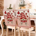 Close-up of heart-themed chair covers featuring Nordic Gnomes and LOVE lettering - 49*58cm / Gnome with Flag (DRD272-36)
