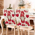 Detail of two-piece Gnome heart chair covers with Hug me text for Valentine's home decor - 49*58cm / Hug me Gnome (DRD272-41)