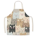 Necklace style apron with cute cartoon cat pattern in soft beige and gray tones - Dense Cartoon Cats (WQ06-16)