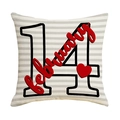 Quadratischer Kissenbezug zum Valentinstag mit rotem Herz und Streifenmuster 14. Februar - Einseitiger Druck Ohne Kern / Datum Stil (YMD001-3)