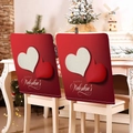 Detail of red Valentine's Day chair covers featuring hearts and Happy Valentine's Day text - 49*58cm / Red White Heart HAPPY (DRD272-20)