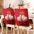 Close-up of red Be My Valentine chair covers with heart patterns for festive home dining - 49*58cm / Cartoon Heart (DRD272-10)