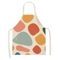 Cartoon geometric apron in beige canvas with adjustable neck strap for home kitchen cooking - Abstract Geometric Block (WQ06-3)