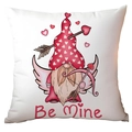 Funda de cojín de San Valentín con diseño de gnomo cupido y texto Be Mine en blanco - Estilo Gnomo Cupido (CRD12-1) / Felpa Corta Una Cara Sin Nucleo