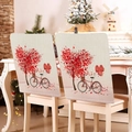 Valentine's Day heart tree chair cover with red bicycle print for festive home decor - 49*58cm / Vintage Red Car and Balloons (DRD272-14)