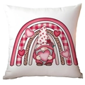 Detail of Valentines gnome pillowcase with heart and rainbow print on white fabric - Leopard Heart Rainbow Gnome Style (CRD12-7) / Short Plush Single Side Without Core