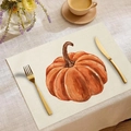 Tovaglietta in lino con grande zucca ad acquerello per decorazioni autunnali - Stile Singola Zucca Acquerello (CDZ05-15)