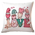 Detail of Valentine's Day gnome pillowcase with LOVE letters and festive patterns - Gnomes on LOVE Base Style (CRD12-9) / Short Plush Single Side Without Core