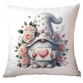 Valentinstag Zwerg Kissenbezug mit Herz und Rosen Blumendruck für Heimdekoration Zubehör - Zwerg mit Herzkarten-Stil (CRD11-1) / 45*45cm Kurzplüsch Einseitig Ohne Kissenkern