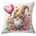 Valentine's Day gnome pillow cover with golden sequin hat and heart balloon design - Gold Sequin Hat Love Balloon Style (CRD11-19) / 45*45cm Short Plush Single Sided Without Core