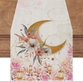 Runner da tavola boho con luna dorata e motivi a rose per decorazione festiva - Stile Rosa Luna Fiore di Rosa (ZQ43-9)