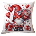 Square Valentine's Day cushion cover featuring a romantic gnome with heart balloons - Gnome My Love Balloon Gift Box Style (CRD11-25) / 45*45cm Short Plush Single Sided Without Core