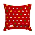 Red Valentine pillow case with colorful polka dots and Hello Valentine text decoration - Colorful Polka Dot Lettering Style (YMD010-2) / 45*45cm Linen Single-Sided No Insert