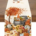 Linen table runner with gnomes and pumpkin pickup truck for autumn harvest decor - 33*183cm / Gnomes Pickup Truck Harvest Style (ZQ36-34)
