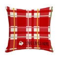 Red plaid pillow cover with 'LOVE LIVES HERE' text and heart detail for home decor - Red Plaid Lettering Style (YMD010-3) / 45*45cm Linen Single-Sided No Insert
