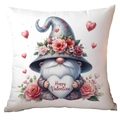 Quadratischer Kissenbezug zum Valentinstag mit Zwerg, Herz und rosa Rosen - Happy Valentine Herz Zwerg Stil (CRD11-3) / 45*45cm Kurzplüsch Einseitig Ohne Kissenkern