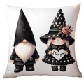 Detail of square cushion cover with cute couple gnomes holding an I Love You heart - Gnome Couple with I Love You Heart (CRD21-10) / 45*45cm Short Plush Single Sided Without Core