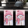 Set di due asciugamani da cucina con stampa a acquerello di pupazzo di neve - 40x60 / Motivo MJB01-3