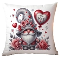 Valentine gnome pillow cover with heart balloon and My Love text on white fabric - Gnome with MY LOVE Balloon Style (CRD11-11) / 45*45cm Short Plush Single Sided Without Core