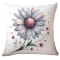 Square cushion cover with purple watercolor daisy flower print on white background - Pink Purple Gray Blue Gradient Floral (TQDR78-2) / 45x45cm (No Insert)
