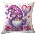Gnome throw pillow cover with purple hat and heart balloon for Valentine's Day decor - Your Love Purple Heart Gnome Style (CRD11-13) / 45*45cm Short Plush Single Sided Without Core