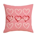 Pink farmhouse Valentine's pillowcase with 'Be mine' text and red heart patterns - Pink Heart Be Mine (YMD003-4) / 45*45cm Linen Single-Sided No Insert