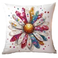 Square white pillowcase with colorful artistic daisy flower print for sofa - Colorful Dot Petals Artistic Flower (TQDR78-3) / 45x45cm (No Insert)