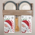 Set di due asciugamani da cucina natalizi con stampa gnomo e scritta Merry Christmas - Motivo MJB01-10