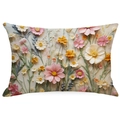 Vintage floral throw pillow cover with 3D oil painting flower print for sofa home decor - Rectangular (No Insert) / Bright Oil Painting Floral (YMD10-20)