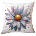 Square cushion cover with colorful mosaic daisy print and vibrant floral patterns - Blue Purple Pink Mosaic Daisy (TQDR78-5) / 45x45cm (No Insert)