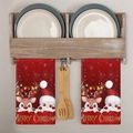 Set di 2 asciugamani natalizi rossi con renne e Babbo Natale per la cucina - Motivo MJB01-11