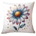 Square white decorative pillowcase featuring a colorful artistic daisy flower print - Pink Blue Yellow Dot Daisy (TQDR78-8) / 45x45cm (No Insert)