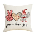Linen heart pillow case with gnome and peace love joy print for Valentine home decor - 45*45cm Linen Single-Sided No Insert / Peace Love Gnome Style (YMV013-1)